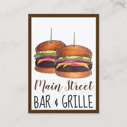 Cheeseburger Burger Hamburger Sliders Bar Pub Business Card