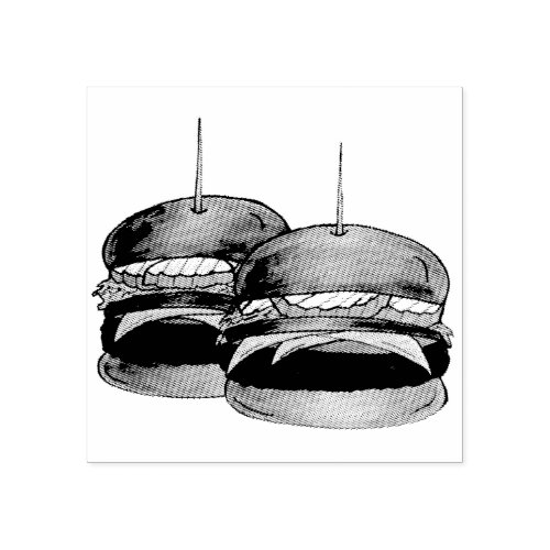 Cheeseburger Burger Hamburger Sliders Bar Pub Rubber Stamp