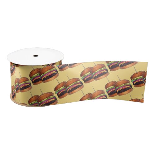 Cheeseburger Burger Hamburger Sliders Bar Pub Satin Ribbon