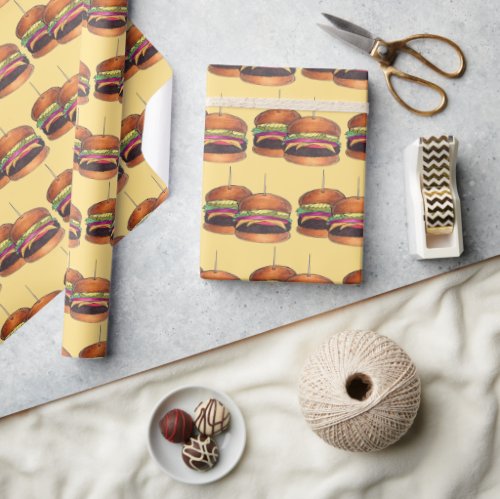 Cheeseburger Burger Hamburger Sliders Bar Pub Wrapping Paper