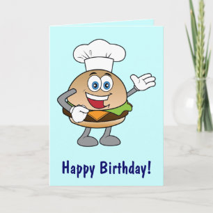 Cheeseburger Cartoon Happy Birthday Card