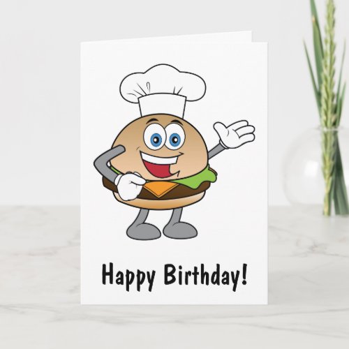 Cheeseburger Cartoon Happy Birthday Card