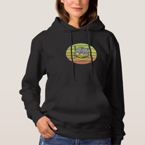 Cheeseburger Cat Sunset  Vintage Cheeseburger Cat Hoodie