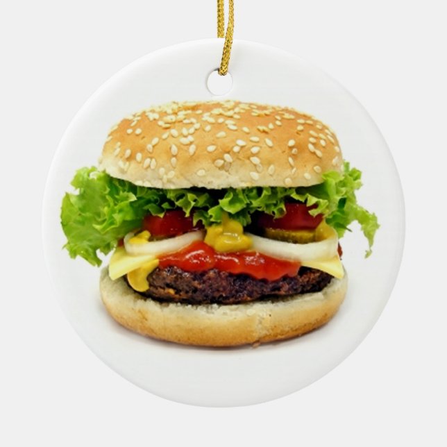 Cheeseburger Ceramic Ornament (Front)