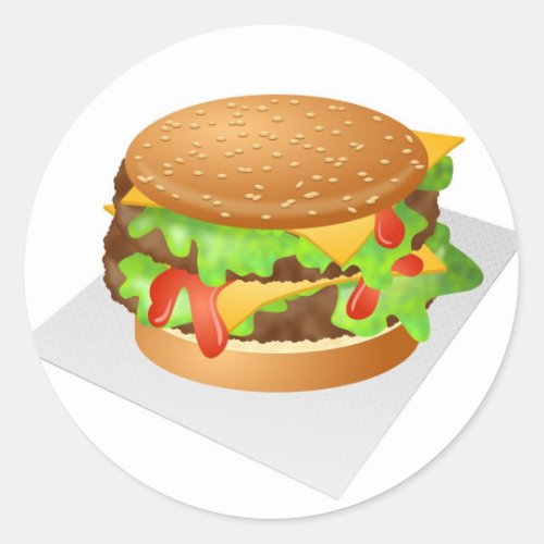 Cheeseburger Classic Round Sticker
