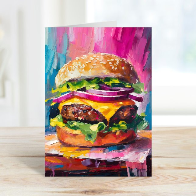 Cheeseburger Colorful Modern Abstract Art Card (Creator Uploaded)