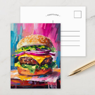 Cheeseburger Colorful Modern Abstract Art Postcard