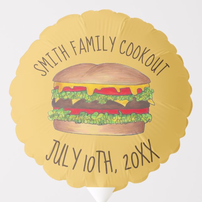Cheeseburger Cookout Picnic Hamburger Burger Balloon (Front)