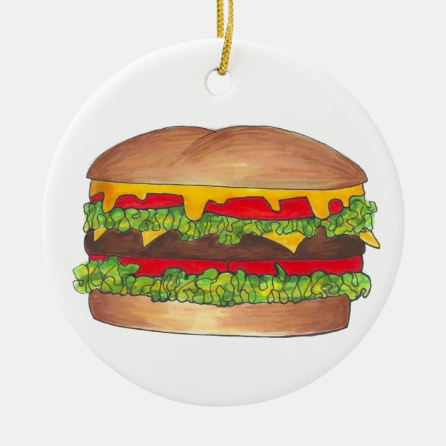 Cheeseburger Cookout Picnic Hamburger Burger Ceramic Ornament (Front)