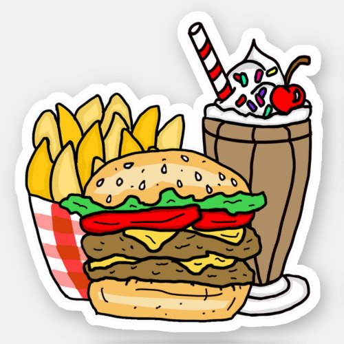 Cheeseburger French Fries and Chocolate Milk Shake Sticker