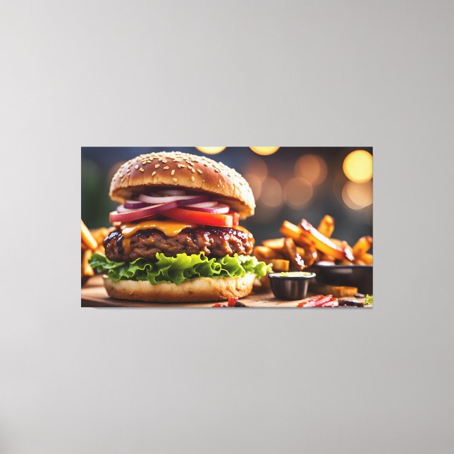 Cheeseburger & Fries Canvas Print (Front)