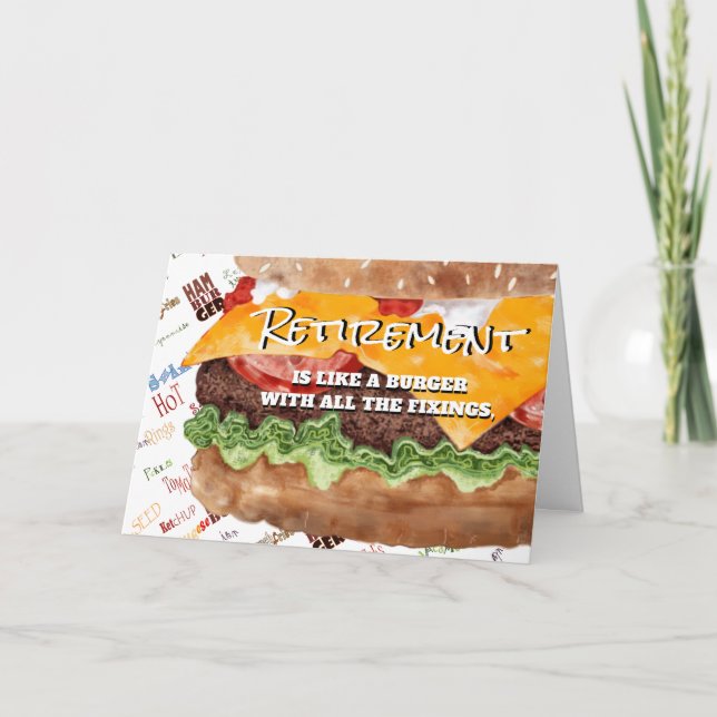 Cheeseburger Funny Retirement Holiday Card (Front)
