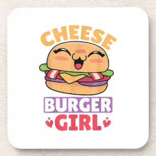 Cheeseburger Girl, Hamburger Women and Cheeseburge Beverage Coaster