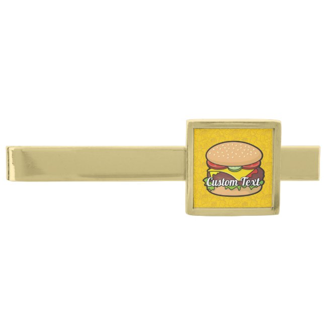 Cheeseburger Gold Finish Tie Clip (Front)