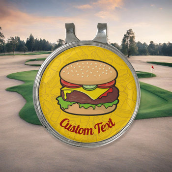 Cheeseburger Golf Hat Clip by fractal_gr at Zazzle