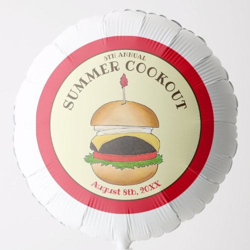 Cheeseburger Hamburger Burger Picnic Barbecue BBQ Balloon