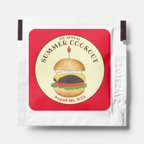 Cheeseburger Hamburger Burger Picnic Barbecue BBQ Hand Sanitizer Packet