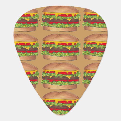 Cheeseburger Hamburger Fast Food Burger Foodie Guitar Pick