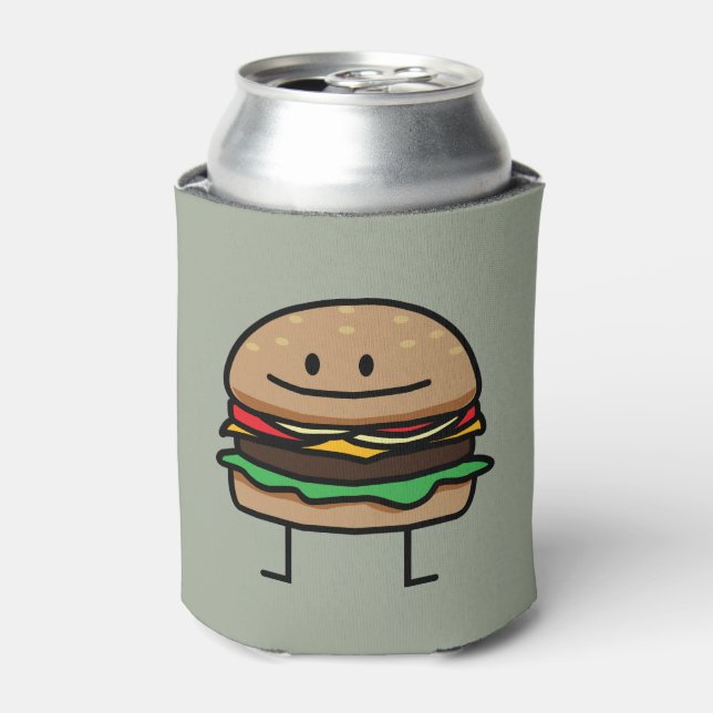 Cheeseburger Hamburger ground meat Beef cheese bun Can Cooler (Can Front)
