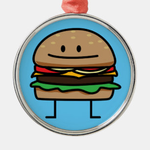 Cheeseburger Hamburger ground meat Beef cheese bun Metal Ornament