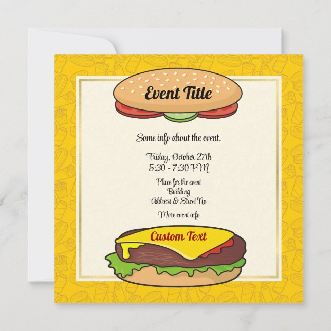Cheeseburger Invitation (Back)