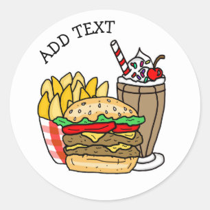 Cheeseburger, Milkshake and Fries Classic Round S Classic Round Sticker