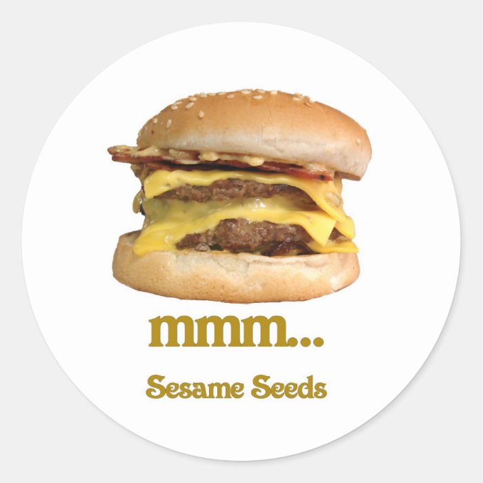 cheeseburger   mmmsesame seeds round stickers