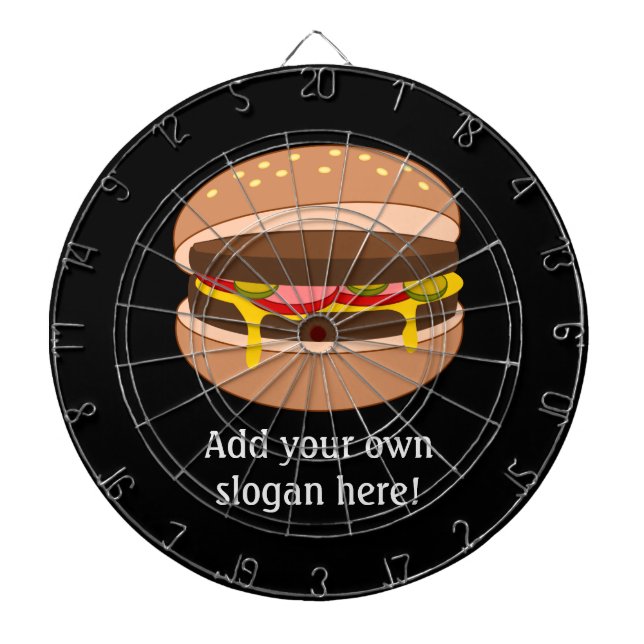 Cheeseburger - Novelty Food Image with Own Text Dartboard With Darts (Front)