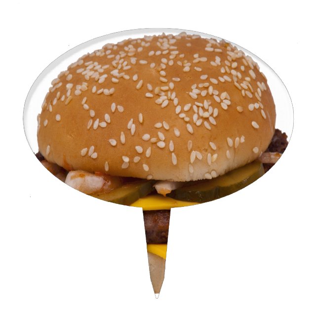 Cheeseburger On Sesame Seed Bun Cake Topper (Front)