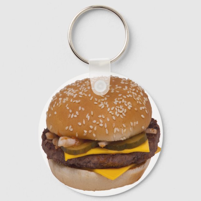 Cheeseburger On Sesame Seed Bun Keychain (Front)