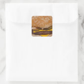 Cheeseburger On Sesame Seed Bun Square Sticker (Bag)
