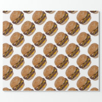 GRAPHICS & MORE Hamburger Cheeseburger Pattern with Fries and Bacon Gift  Wrap Wrapping Paper Rolls