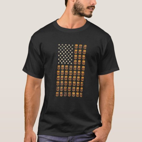 Cheeseburger Patriotic Usa American Flag National  T_Shirt