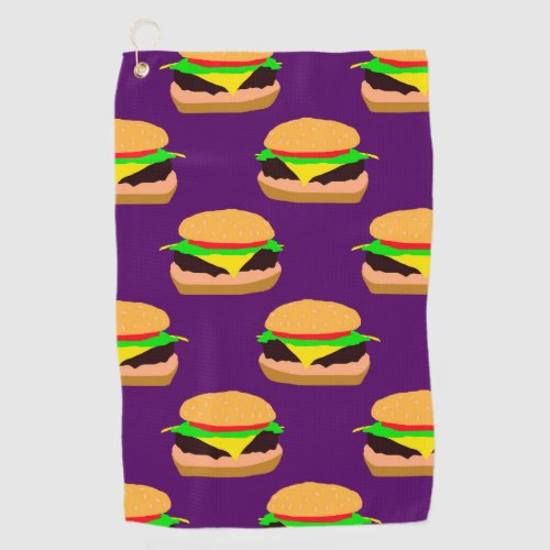 Cheeseburger Pattern Golf Towel