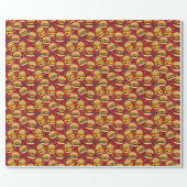 Cheeseburger Pattern Red Wrapping Paper (Flat)