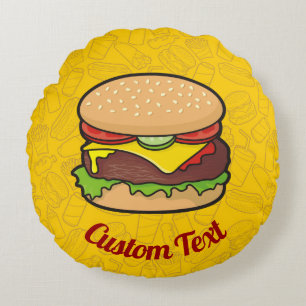 Cheeseburger Round Pillow