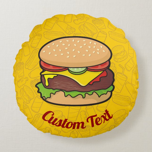 Cheeseburger Round Pillow (Front)