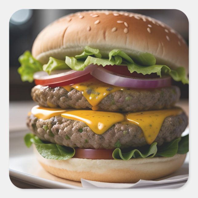 Cheeseburger Square Sticker (Front)