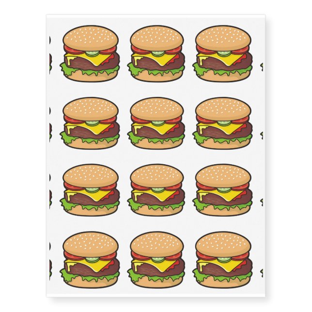 Cheeseburger Temporary Tattoos (Front)