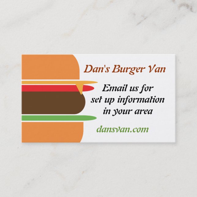 Cheeseburger themed business card (Front)