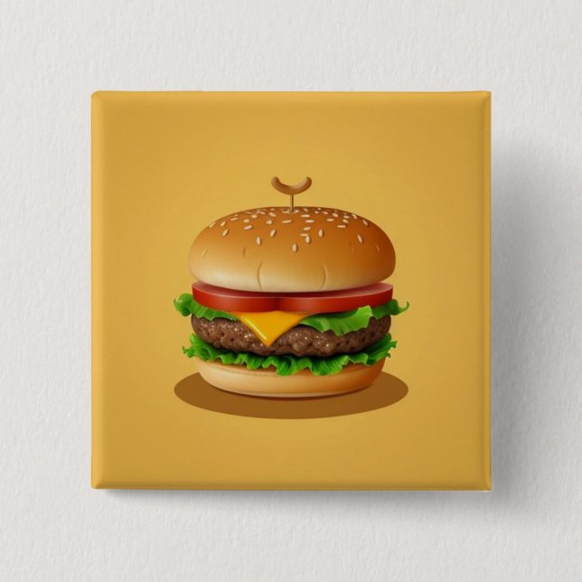 Cheeseburger with Yellow Background Button (Front)
