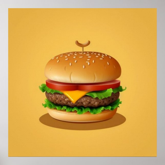 Cheeseburger with Yellow Background Poster (Front)