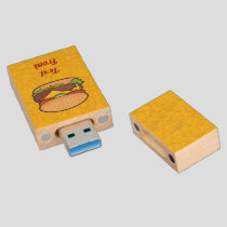 Cheeseburger Wood USB Flash Drive