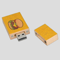 Cheeseburger Wood USB Flash Drive