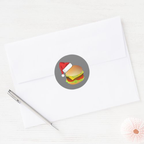 Cheeseburgers Hamburger Santa Hat Matching Xmas Classic Round Sticker