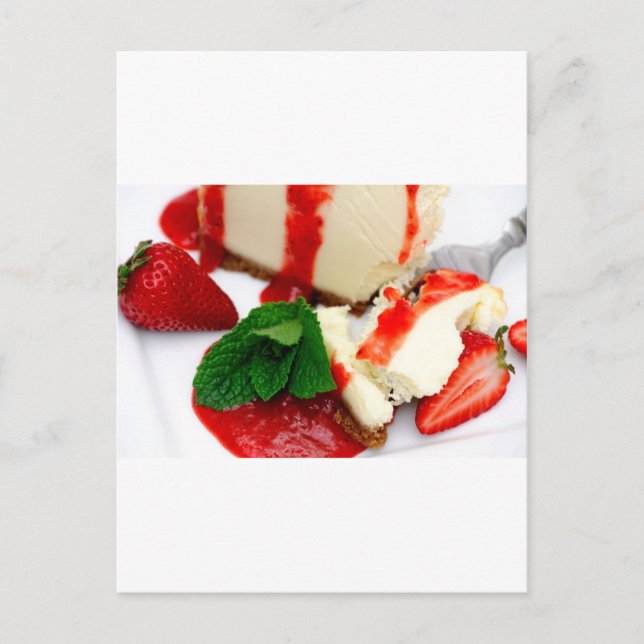 Cheesecake And Strawberries Postcard (Front)