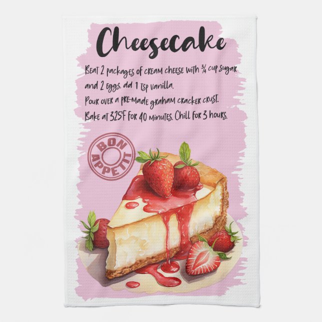 Cheesecake Baking Recipe Kitchen Towel (Vertical)