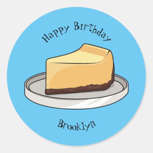 Cheesecake cartoon illustration  classic round sticker