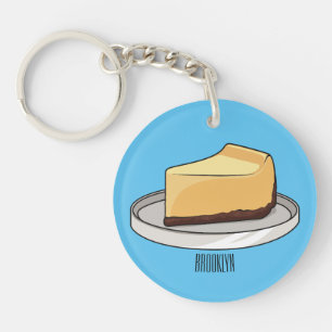 Cheesecake cartoon illustration keychain