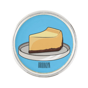 Cheesecake cartoon illustration lapel pin